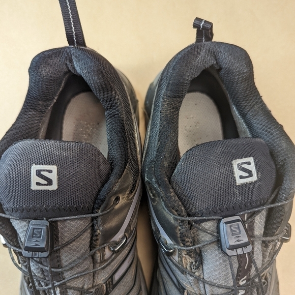 Salomon X Ultra Mid Gortex Black Gray Hiking Boots  Ortholite Men's Size 10The - Picture 9 of 11